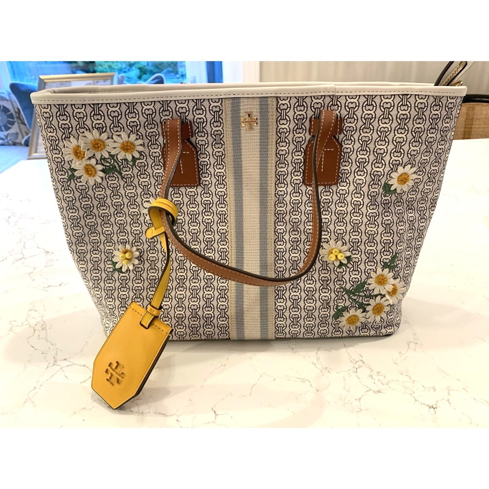 Tory Burch Gemini ‎ Chain Link Tote Bag Leather Women's Authentic